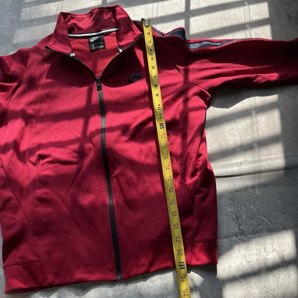 Red Nike Tech Zip Up Hoodie Jacket Size Medium Womens Y2K Streetwear - Picture 5 of 7